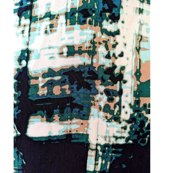 POLECI 100% Silk Abstract Print Surplice Faux Wrap Knee Length Dress, Fits 6/8 - Picture 5 of 12